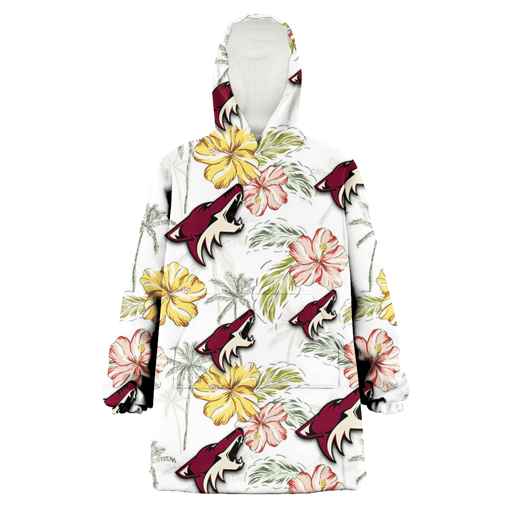 Arizona Coyotes Sketch Red Yellow Coconut Tree White Background 3D Printed Hoodie Blanket Snug Hoodie