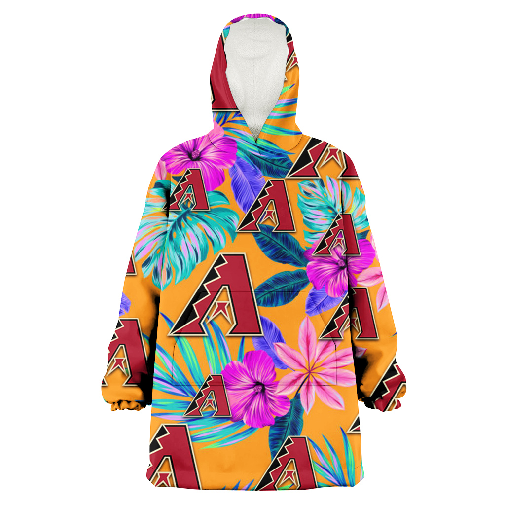 Arizona Diamondbacks Purple Hibiscus Neon Leaf Orange Background 3D Printed Hoodie Blanket Snug Hoodie