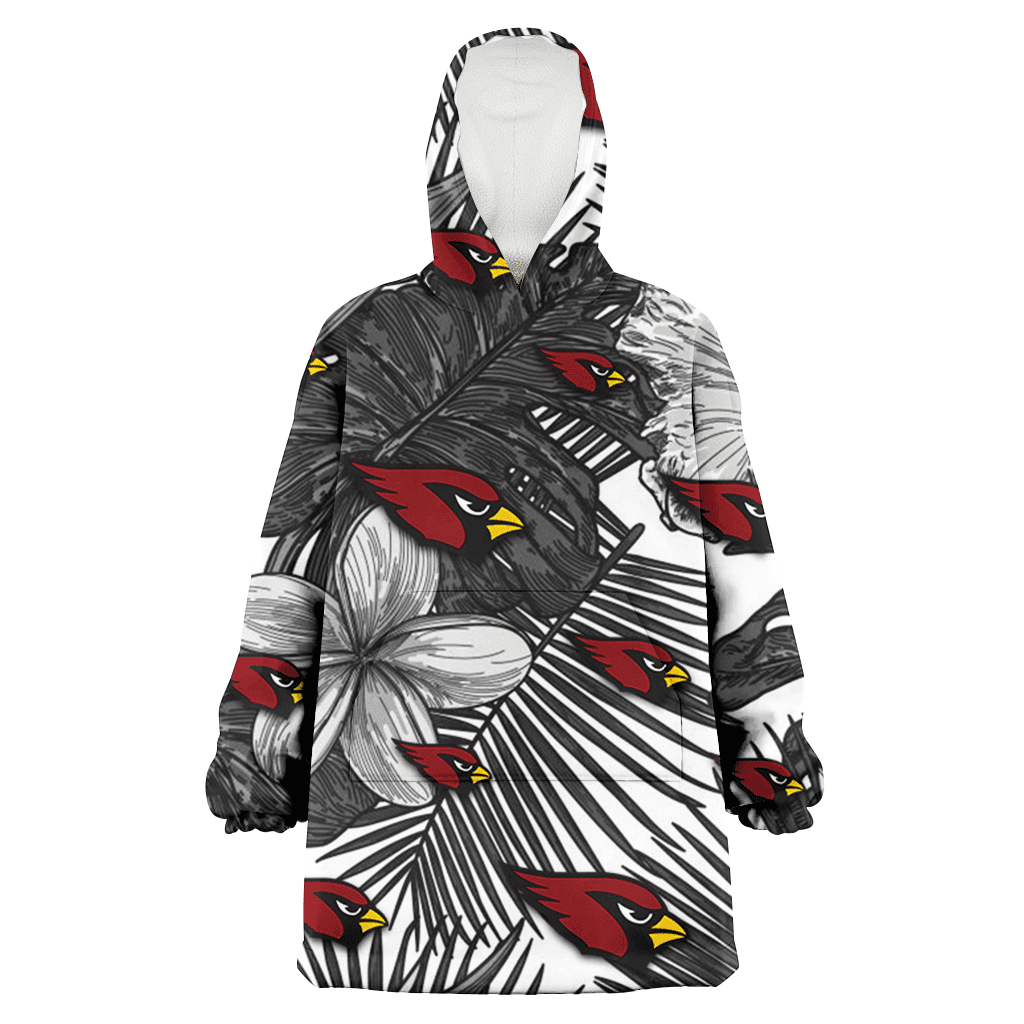 Arizona Cardinals Grey Sketch Hibiscus Palm Leaf White Background 3D Printed Hoodie Blanket Snug Hoodie