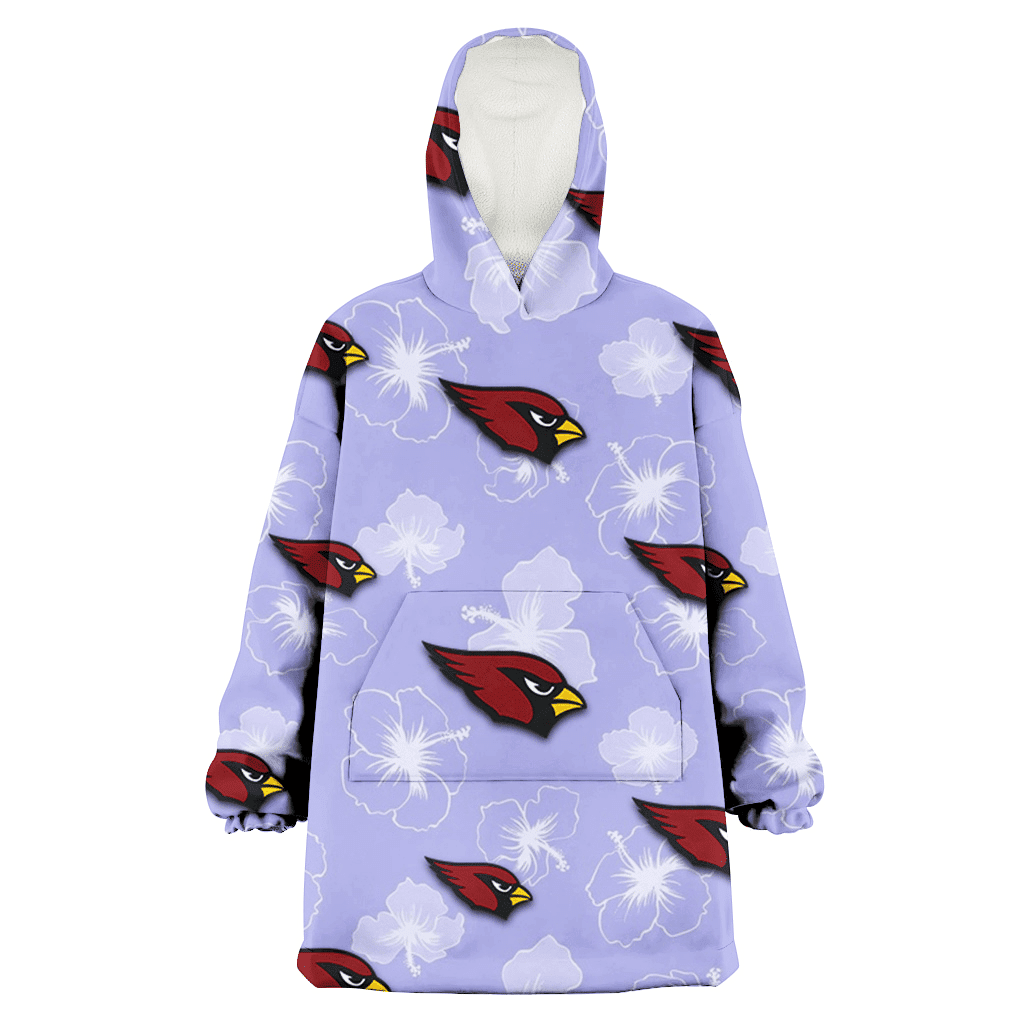 Arizona Cardinals Sketch White Hibiscus Violet Background 3D Printed Hoodie Blanket Snug Hoodie