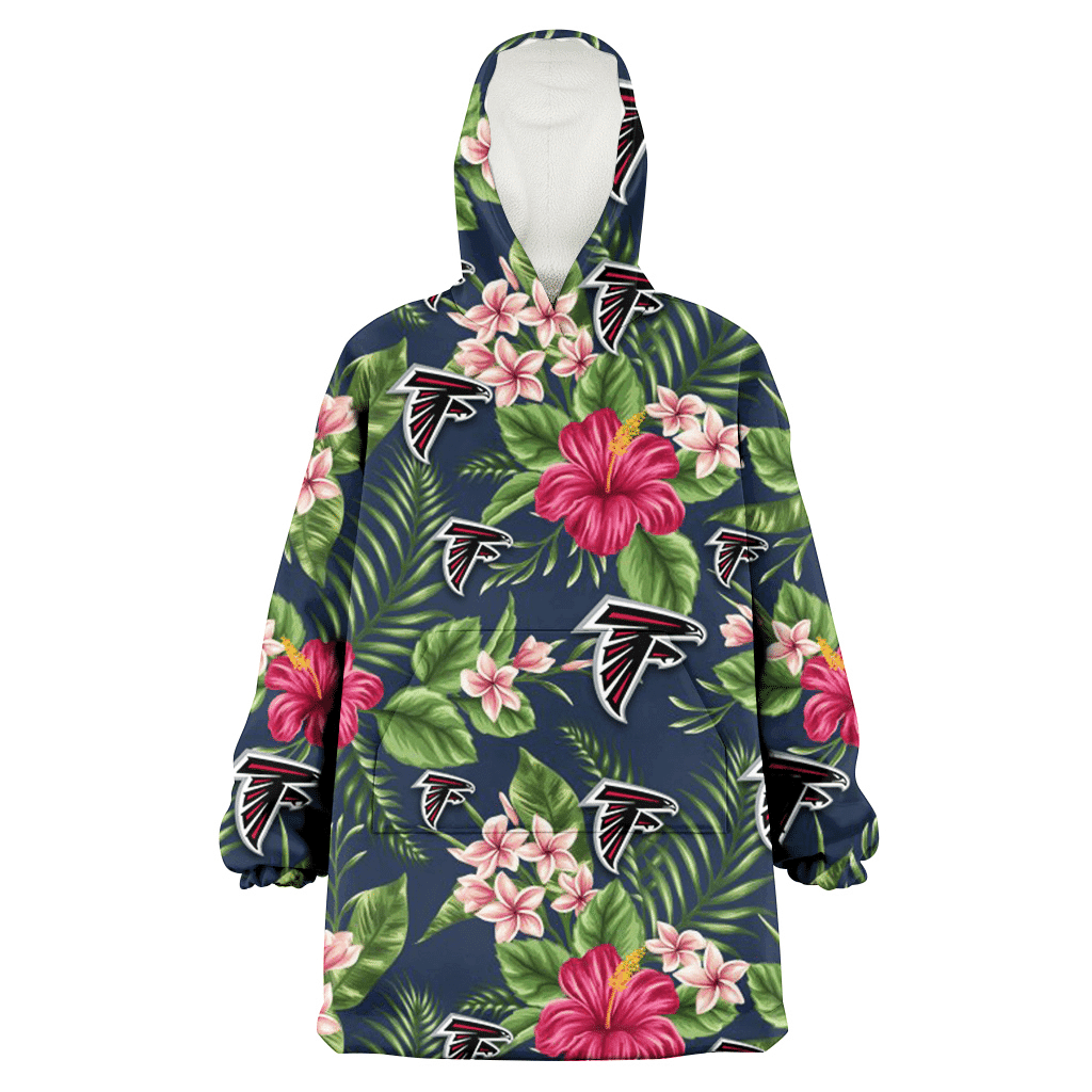 Atlanta Falcons Red Hibiscus Pink Porcelain Flower Dark Background 3D Printed Hoodie Blanket Snug Hoodie