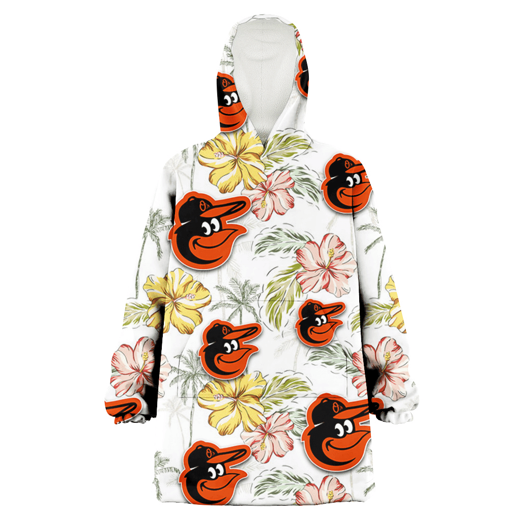Baltimore Orioles Sketch Red Yellow Coconut Tree White Background 3D Printed Hoodie Blanket Snug Hoodie