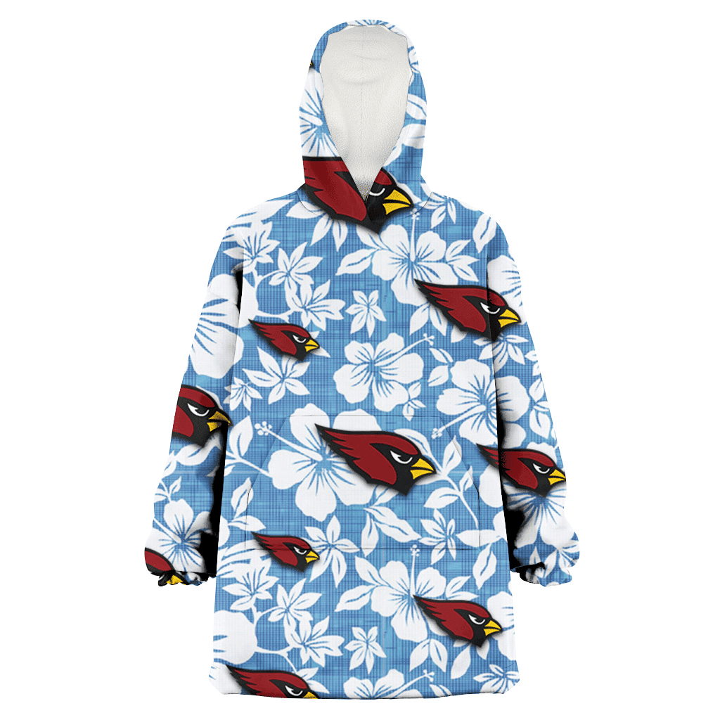 Arizona Cardinals White Hibiscus Light Blue Texture Background 3D Printed Hoodie Blanket Snug Hoodie