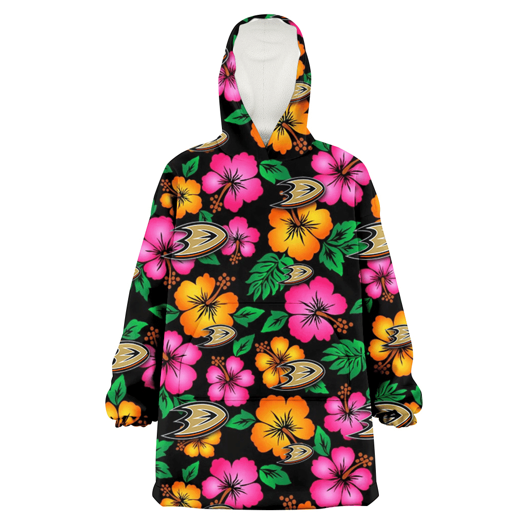 Anaheim Ducks Pink Orange Black Background 3D Printed Hoodie Blanket Snug Hoodie