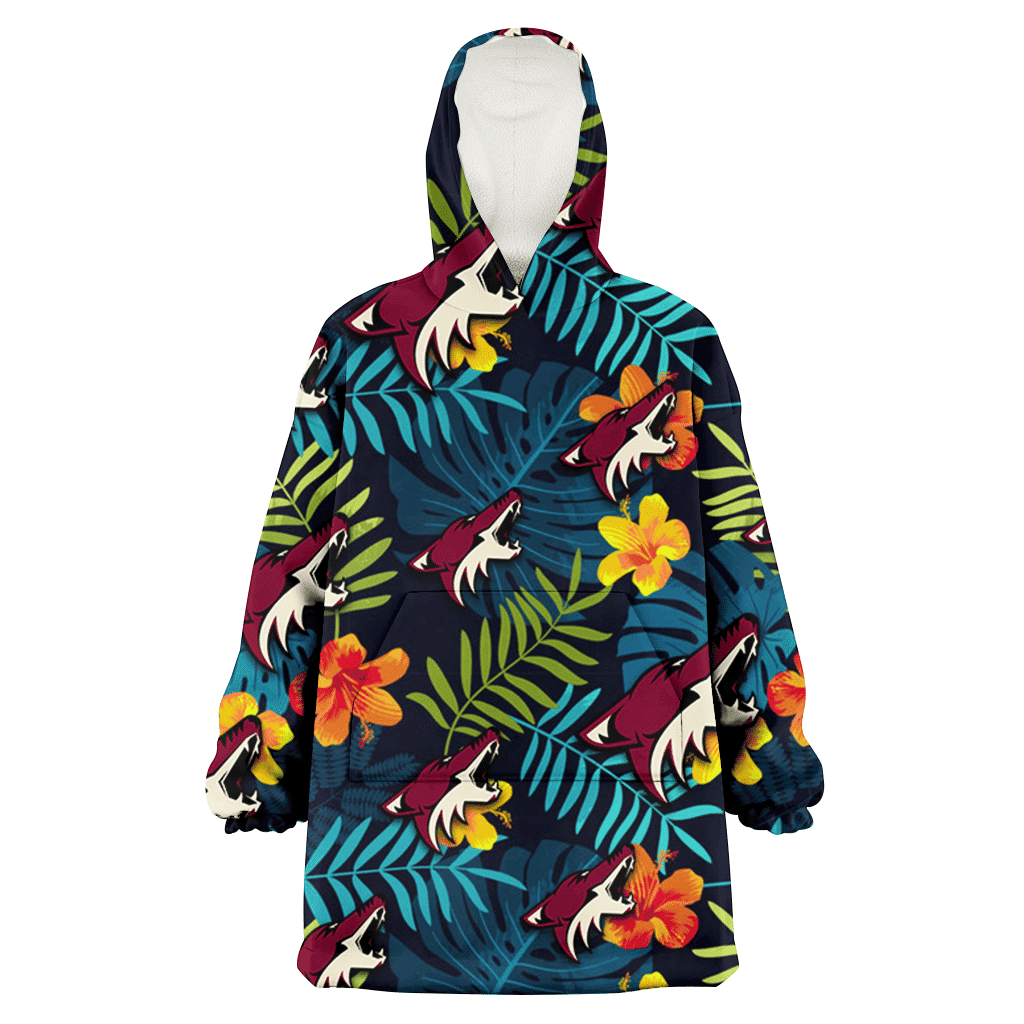 Arizona Coyotes Orange Yellow Green Leaf Black Background 3D Printed Hoodie Blanket Snug Hoodie