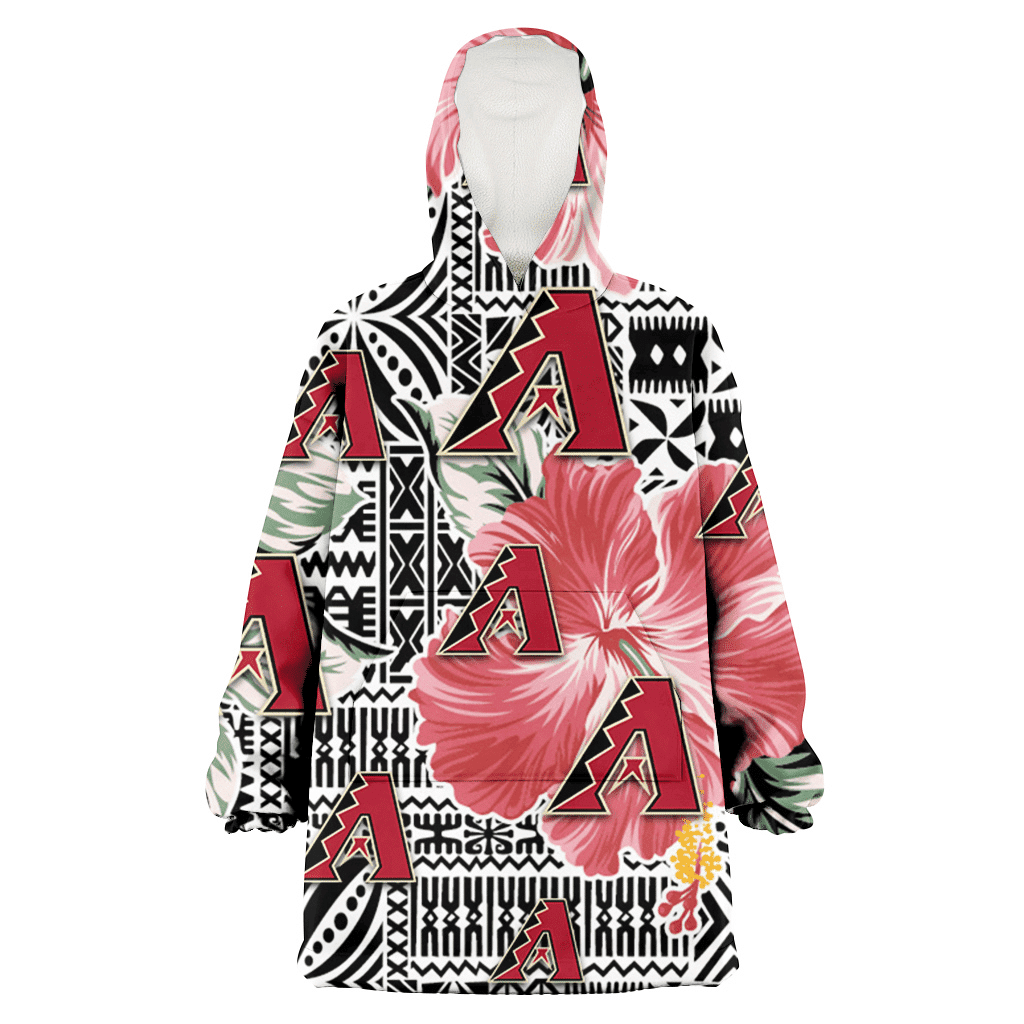 Arizona Diamondbacks Pink Hibiscus Black Pattern White Background 3D Printed Hoodie Blanket Snug Hoodie