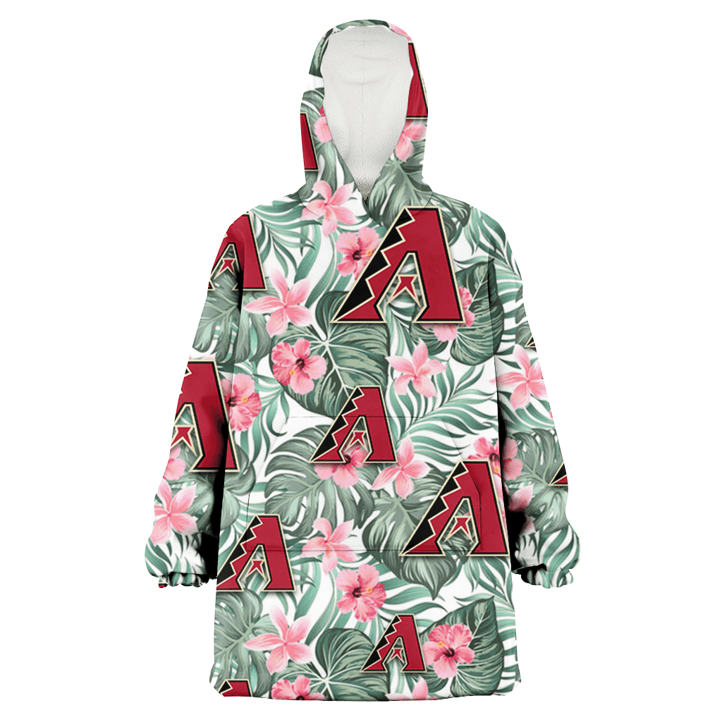 Arizona Diamondbacks Pink Hibiscus Porcelain Flower Tropical Leaf White Background 3D Printed Hoodie Blanket Snug Hoodie