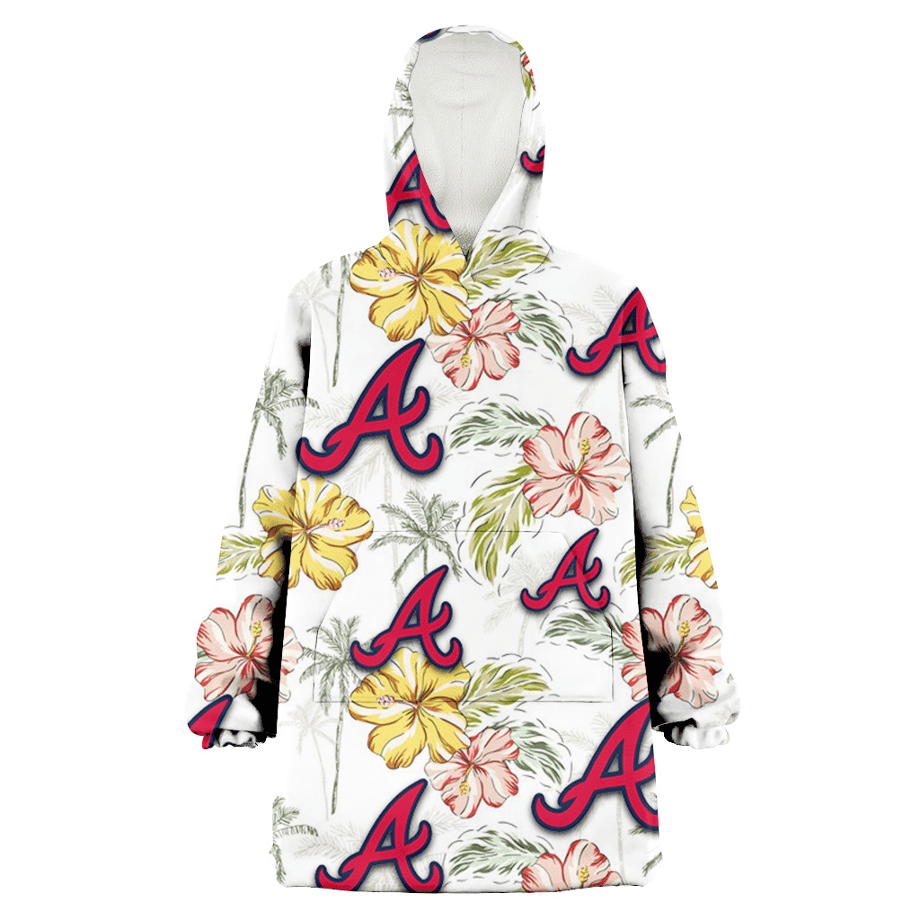 Atlanta Braves Sketch Red Yellow Coconut Tree White Background 3D Printed Hoodie Blanket Snug Hoodie