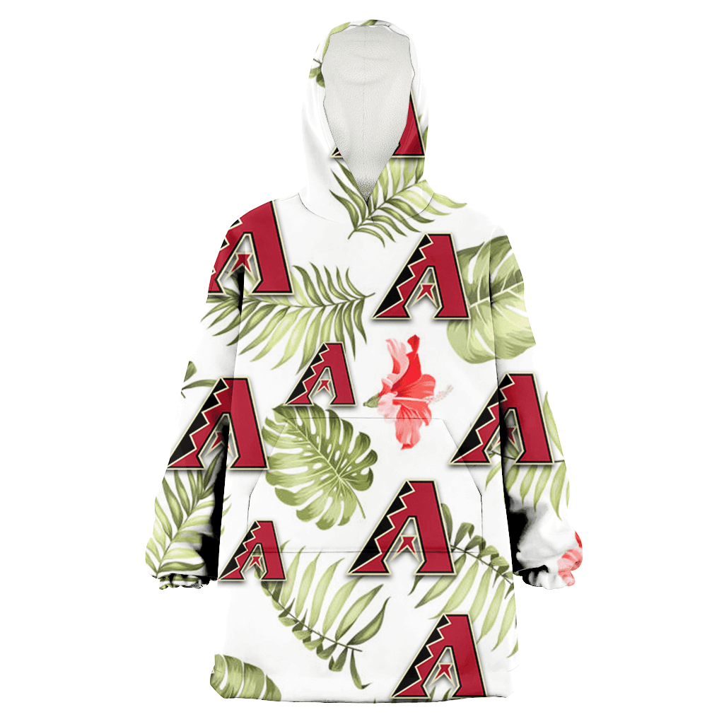 Arizona Diamondbacks Light Salmon Hibiscus Green Leaf White Background 3D Printed Hoodie Blanket Snug Hoodie
