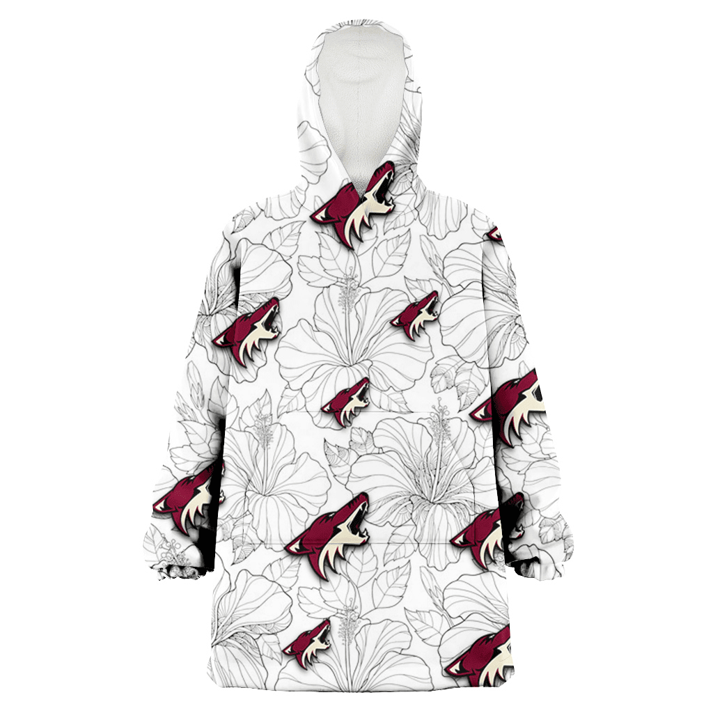 Arizona Coyotes Sketch Hibiscus White Background 3D Printed Hoodie Blanket Snug Hoodie