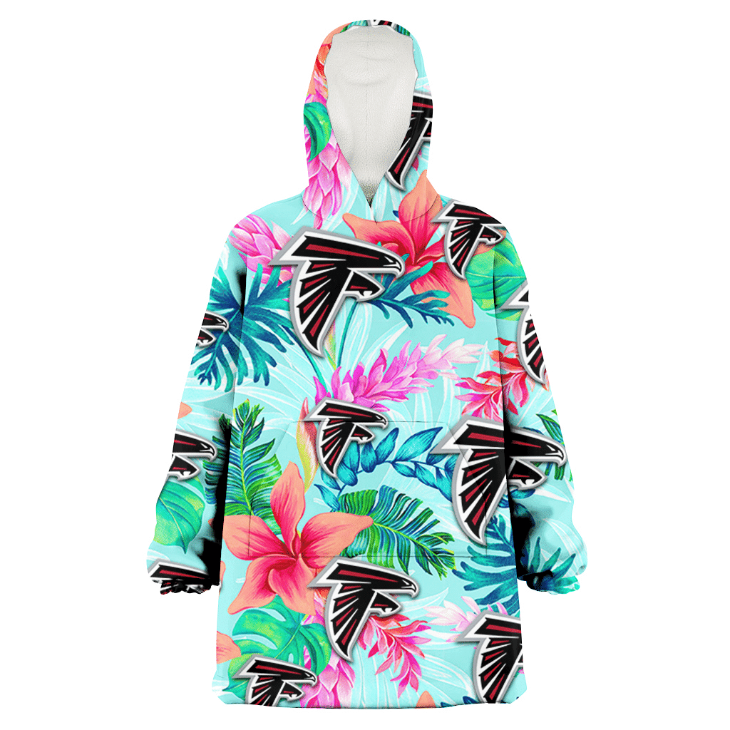 Atlanta Falcons Coral Porcelain Flower Violet Orchid Light Blue Background 3D Printed Hoodie Blanket Snug Hoodie