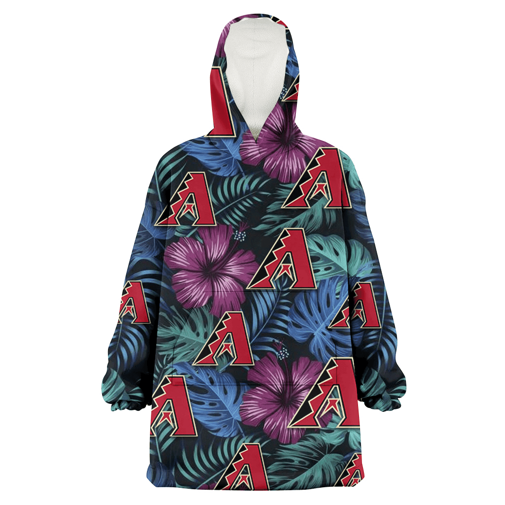 Arizona Diamondbacks Dark Magenta Green Leaf Black Background 3D Printed Hoodie Blanket Snug Hoodie