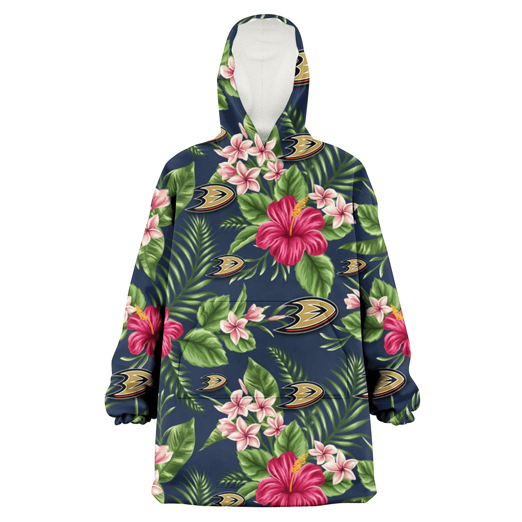 Anaheim Ducks Red Hibiscus Pink Porcelain Flower Dark Background 3D Printed Hoodie Blanket Snug Hoodie