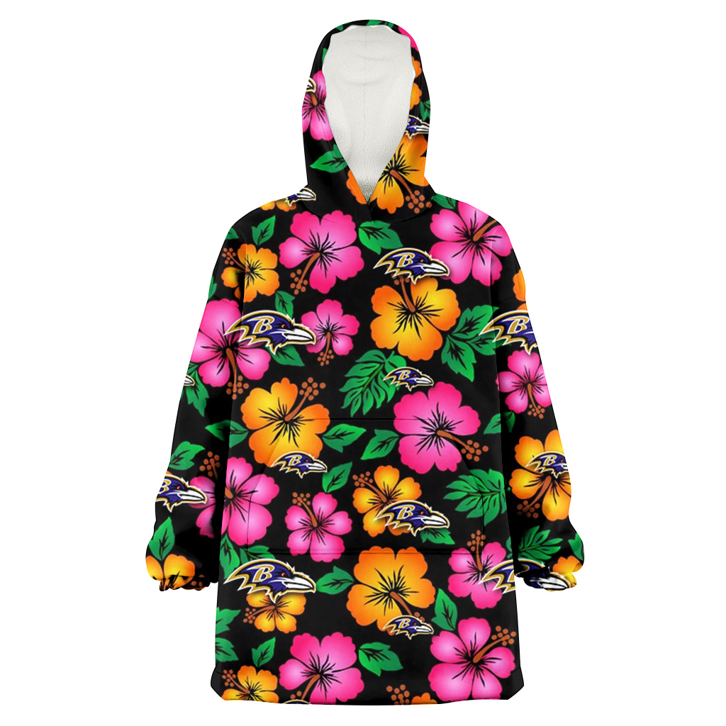 Baltimore Ravens Pink Orange Black Background 3D Printed Hoodie Blanket Snug Hoodie
