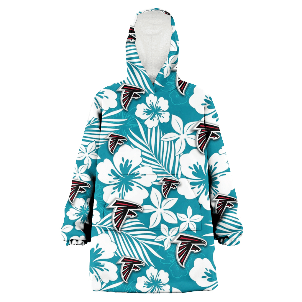 Atlanta Falcons White Hibiscus White Porcelain Flower Light Green Background 3D Printed Hoodie Blanket Snug Hoodie