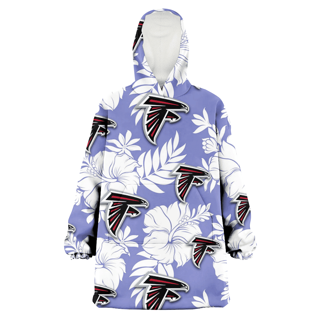 Atlanta Falcons White Hibiscus Light Purple Background 3D Printed Hoodie Blanket Snug Hoodie