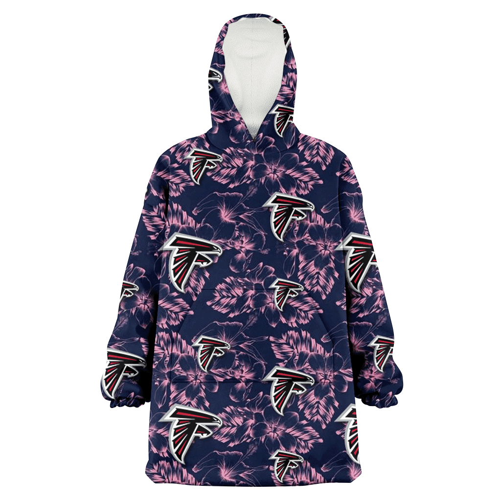 Atlanta Falcons Thistle Sketch Hibiscus Dark Slate Blue Background 3D Printed Hoodie Blanket Snug Hoodie