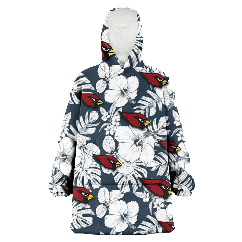 Arizona Cardinals Sketch Hibiscus Leaf Dark Gray Background 3D Printed Hoodie Blanket Snug Hoodie