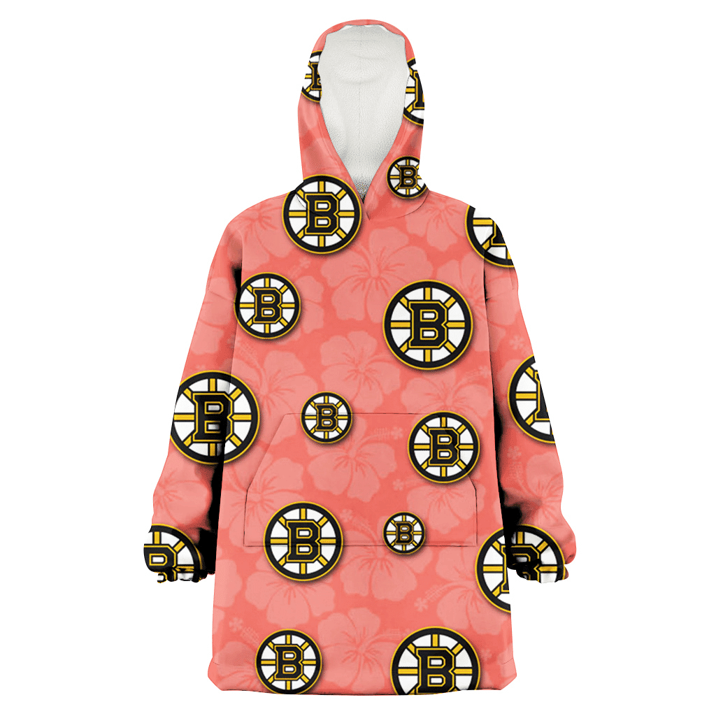 Boston Bruins Peach Puff Hibiscus Tomato Orange Background 3D Printed Hoodie Blanket Snug Hoodie