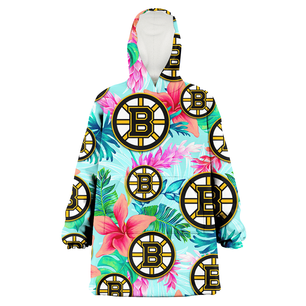 Boston Bruins Coral Porcelain Flower Violet Orchid Light Blue Background 3D Printed Hoodie Blanket Snug Hoodie