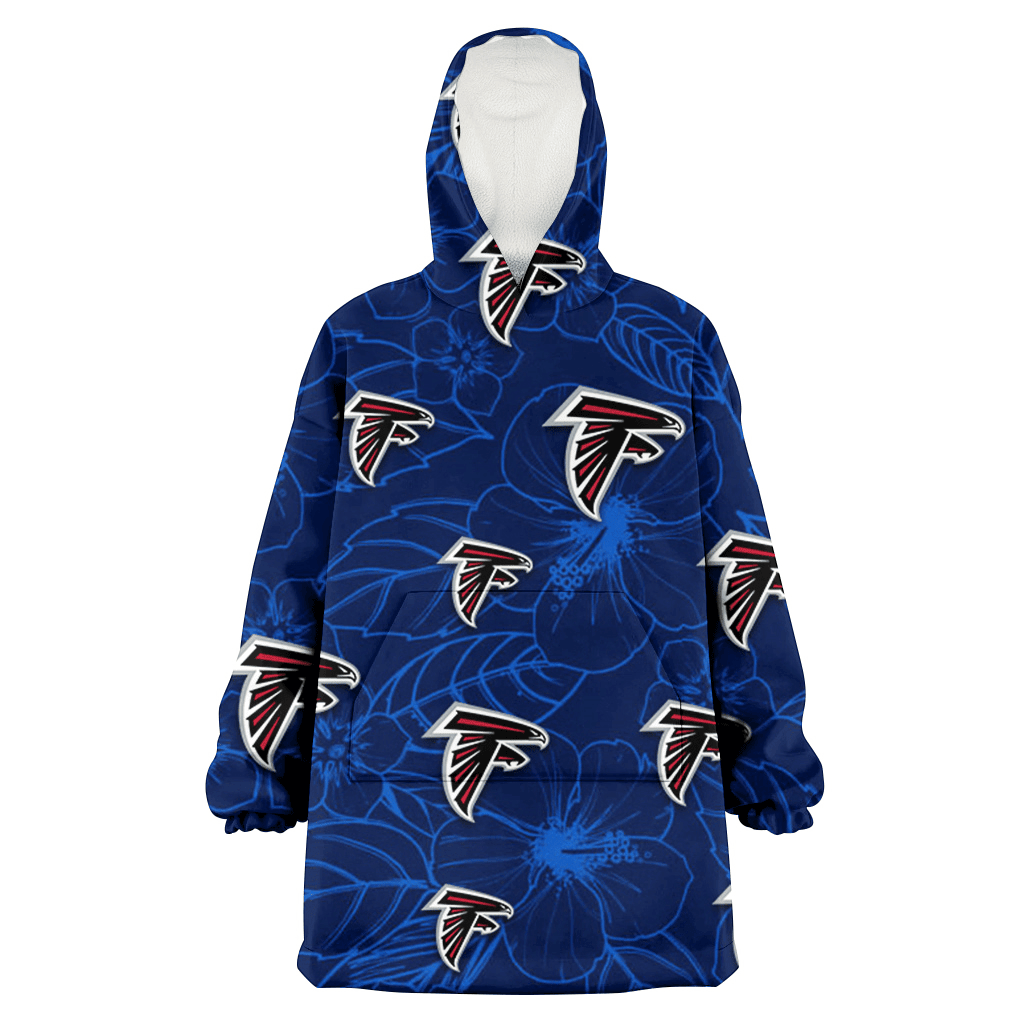 Atlanta Falcons Sketch Hibiscus Dark Background 3D Printed Hoodie Blanket Snug Hoodie
