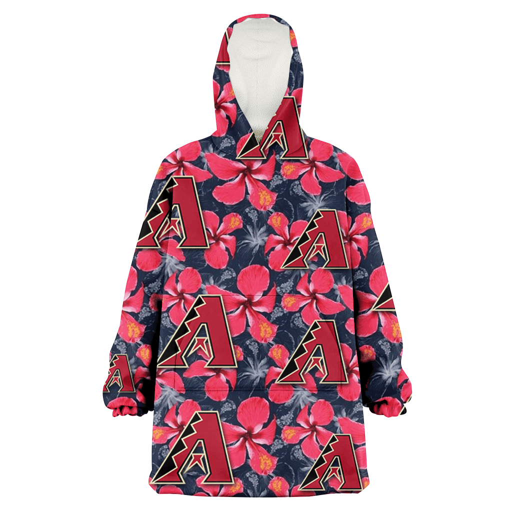 Arizona Diamondbacks Red Hibiscus Dark Gray Background 3D Printed Hoodie Blanket Snug Hoodie