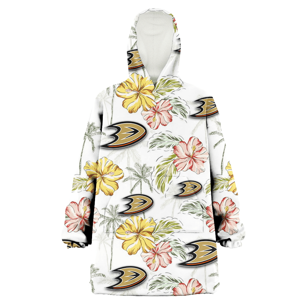 Anaheim Ducks Sketch Red Yellow Coconut Tree White Background 3D Printed Hoodie Blanket Snug Hoodie