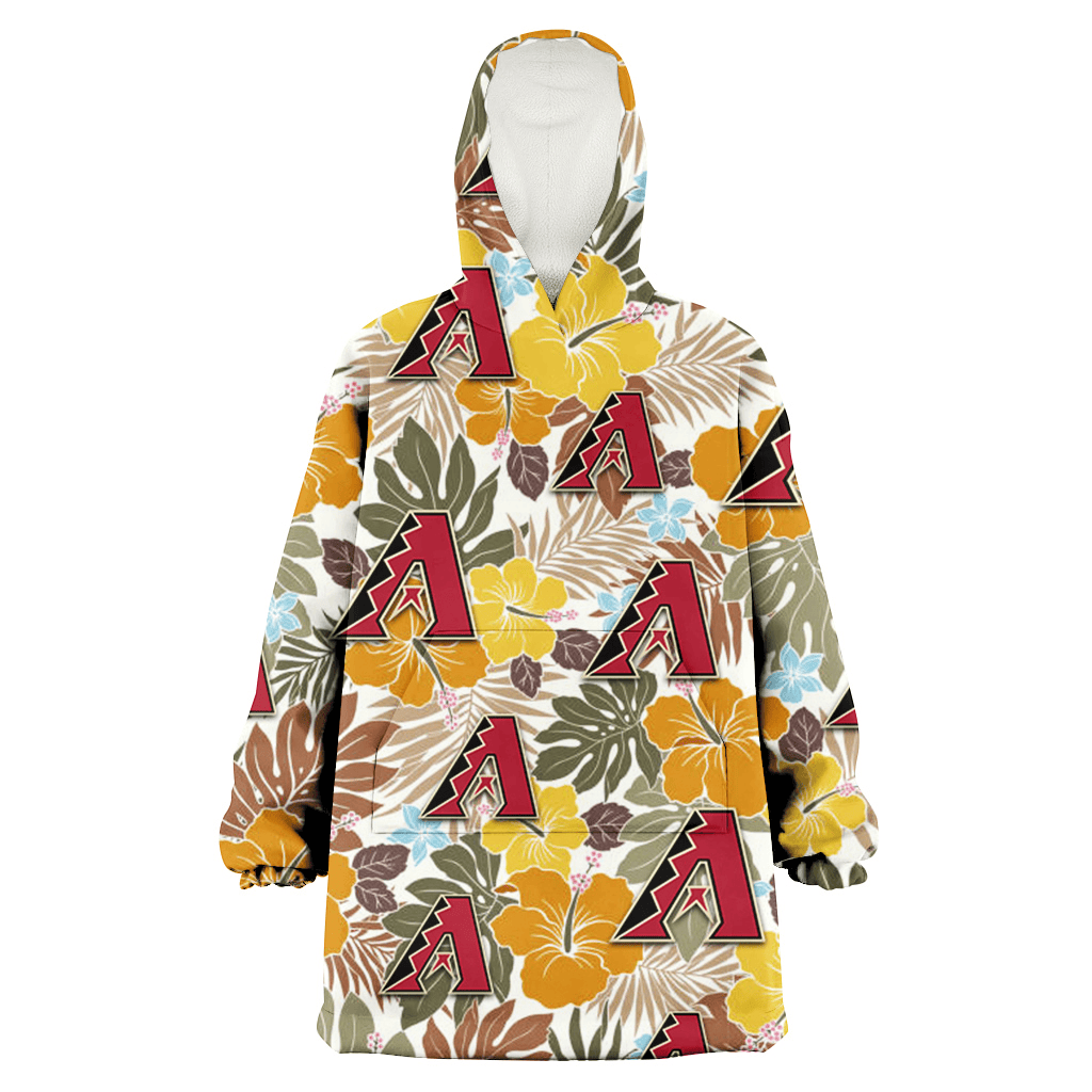Arizona Diamondbacks Brown Yellow Hibiscus White Background 3D Printed Hoodie Blanket Snug Hoodie