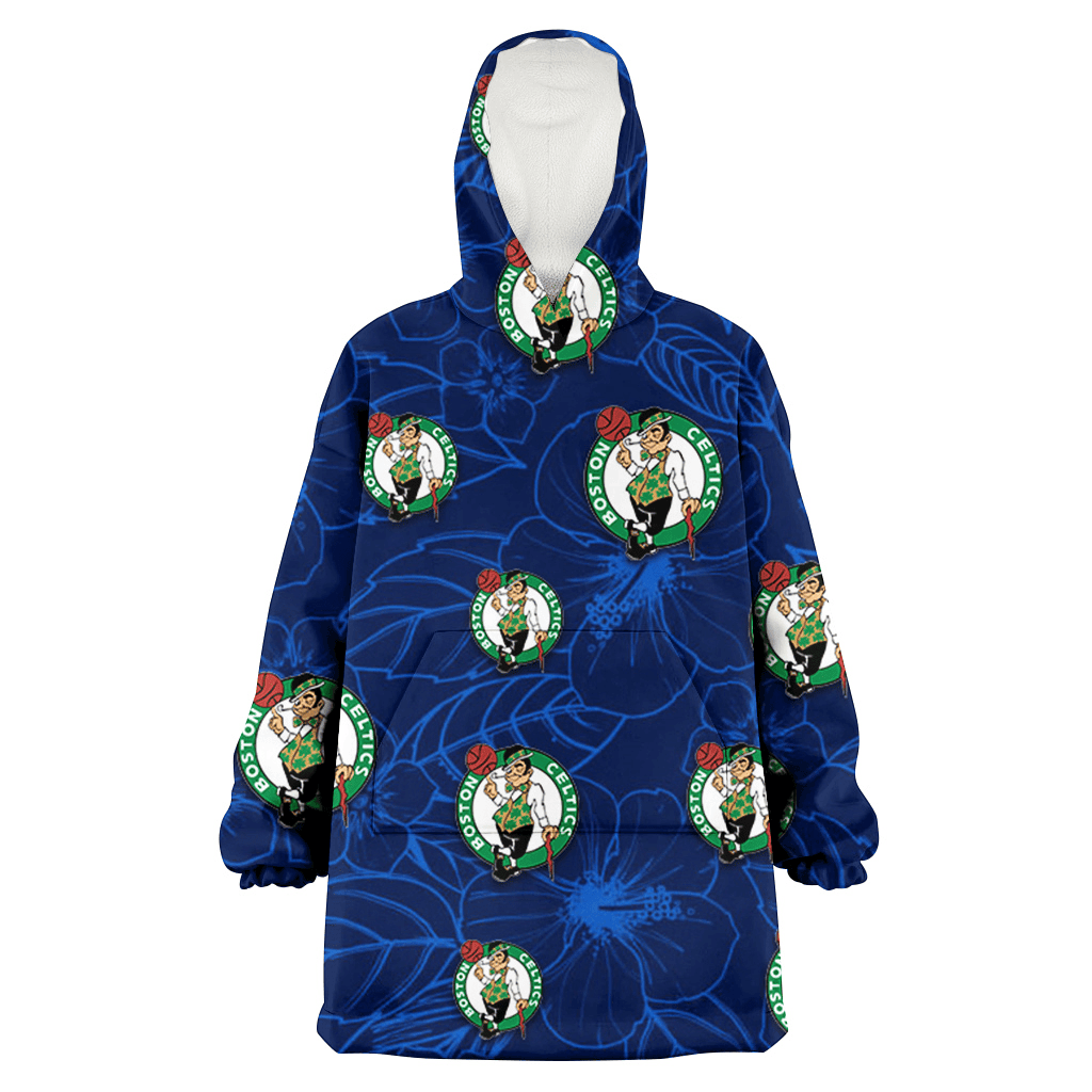 Boston Celtics Sketch Hibiscus Dark Background 3D Printed Hoodie Blanket Snug Hoodie