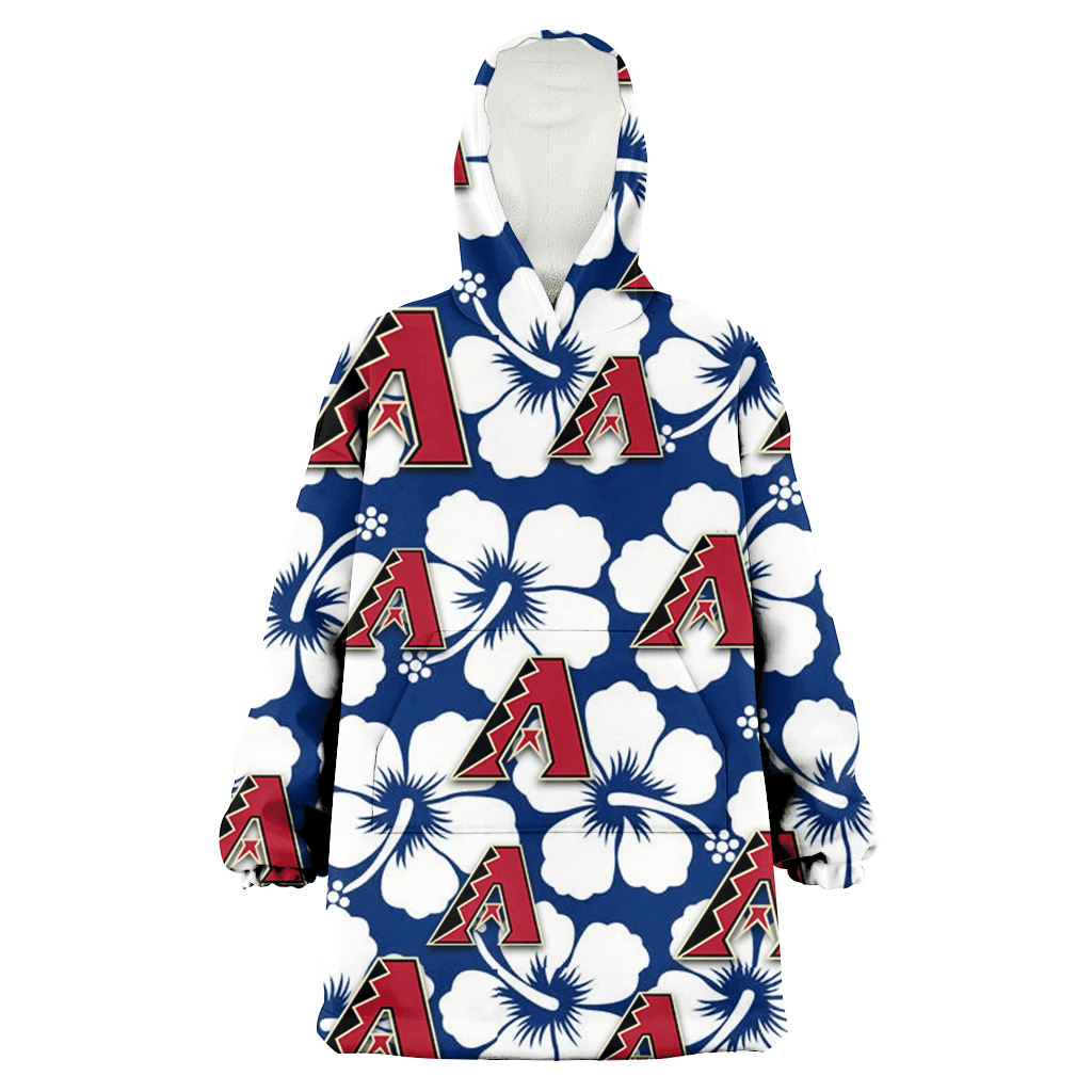 Arizona Diamondbacks Modern White Hibiscus Navy Background 3D Printed Hoodie Blanket Snug Hoodie