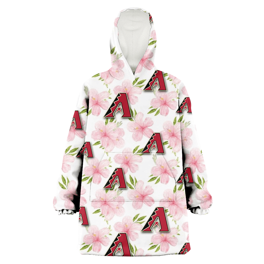 Arizona Diamondbacks Light Pink Hibiscus White Background 3D Printed Hoodie Blanket Snug Hoodie