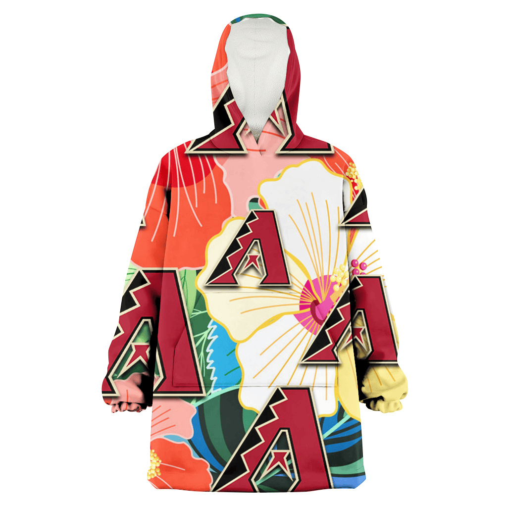 Arizona Diamondbacks Orange White Tropical Hibiscus Green Leaf 3D Printed Hoodie Blanket Snug Hoodie