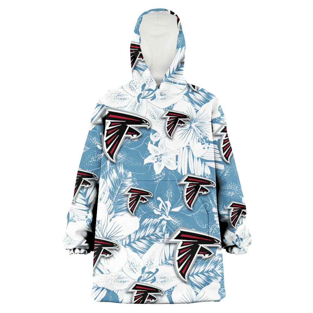 Atlanta Falcons White Hibiscus Orchid Light Blue Background 3D Printed Hoodie Blanket Snug Hoodie