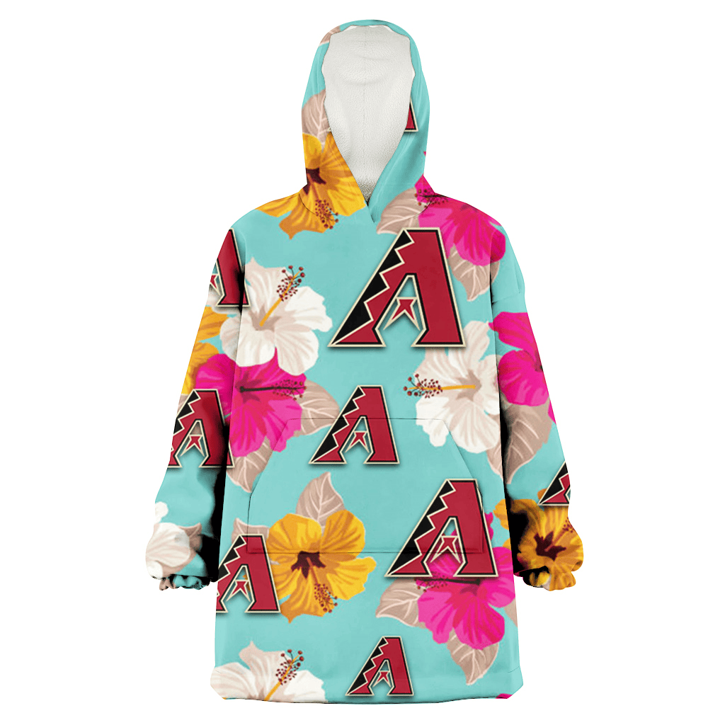Arizona Diamondbacks Pink Yellow White Hibiscus Turquoise Background 3D Printed Hoodie Blanket Snug Hoodie