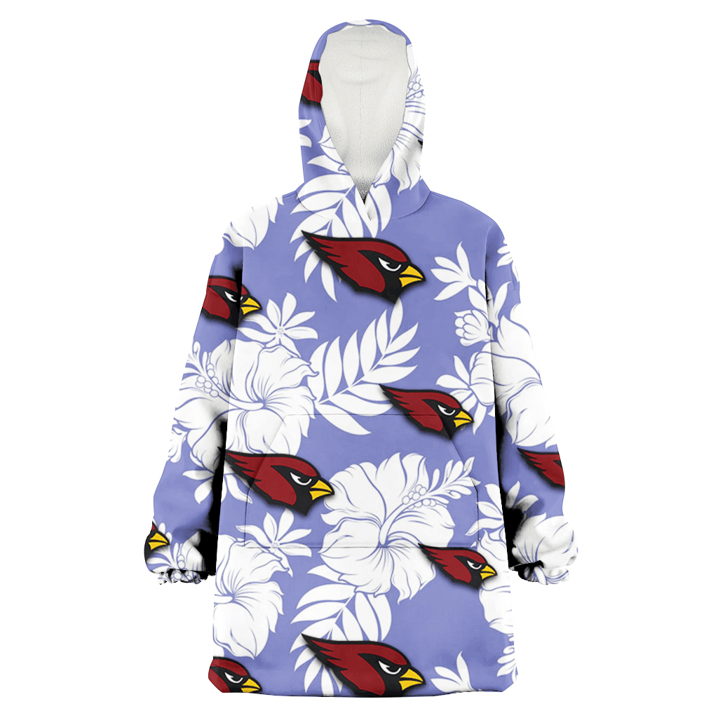 Arizona Cardinals White Hibiscus Light Purple Background 3D Printed Hoodie Blanket Snug Hoodie