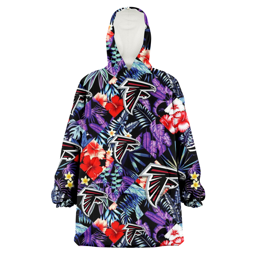 Atlanta Falcons Red Hibiscus Caro Black Background 3D Printed Hoodie Blanket Snug Hoodie