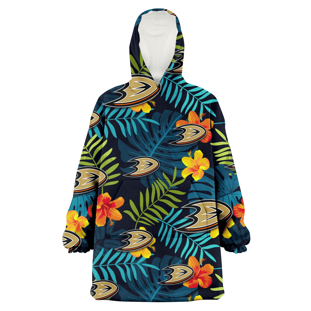 Anaheim Ducks Orange Yellow Green Leaf Black Background 3D Printed Hoodie Blanket Snug Hoodie