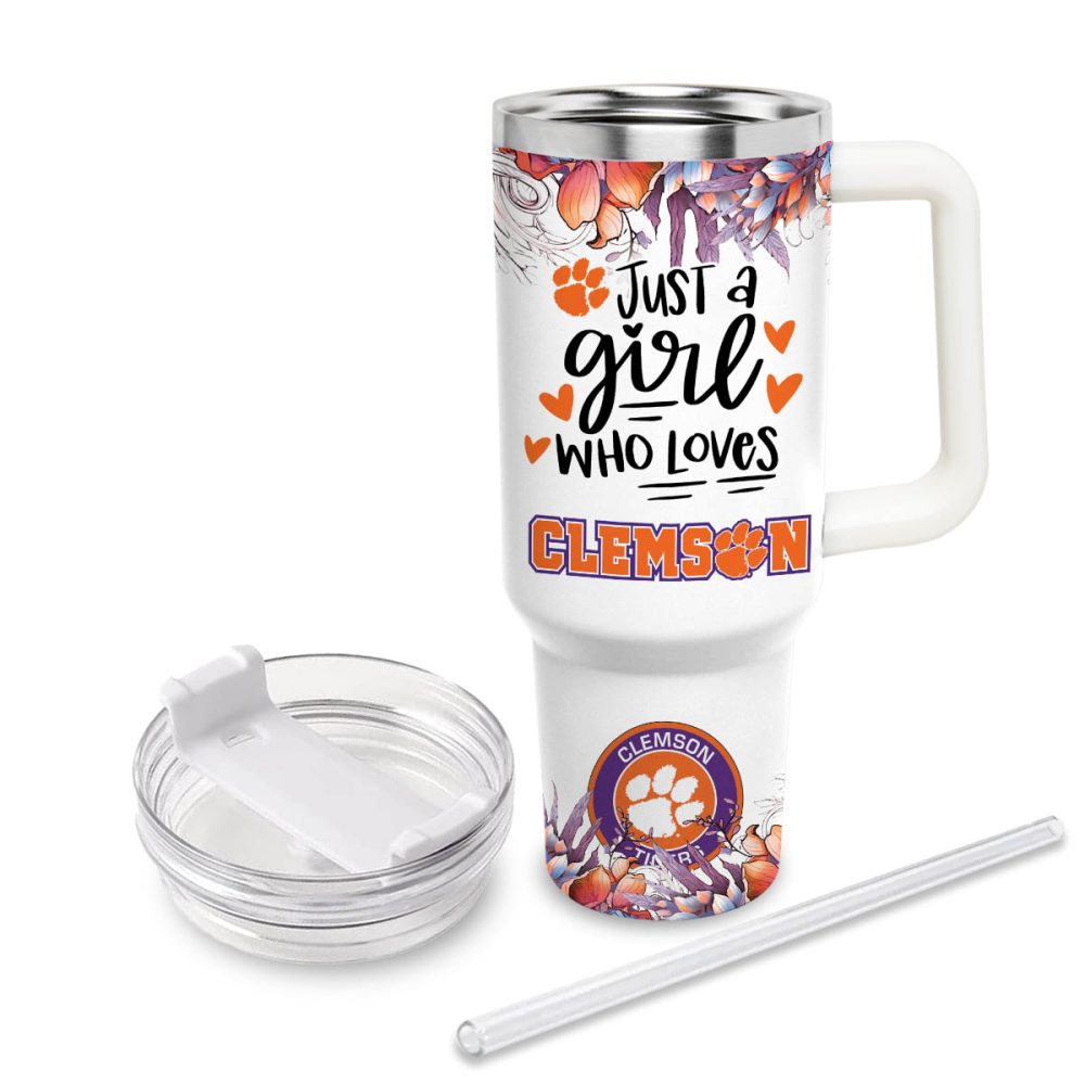 Clemson Tigers Ncaa Custom Stanley Quencher 40Oz Stainless Steel Tumbler With Handle - Image 3