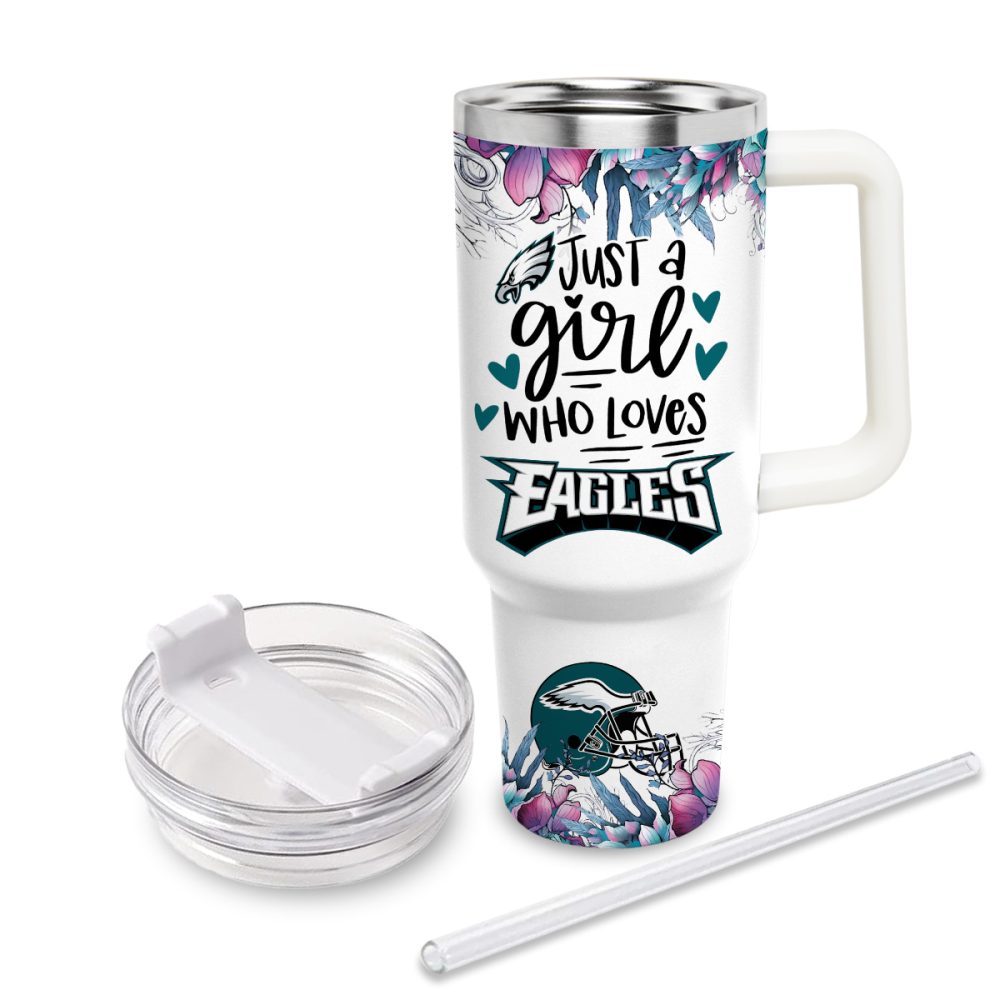 Eagles Mascot Nfl Custom Stanley Quencher 40Oz Stainless Steel Tumbler With Handle - Image 4