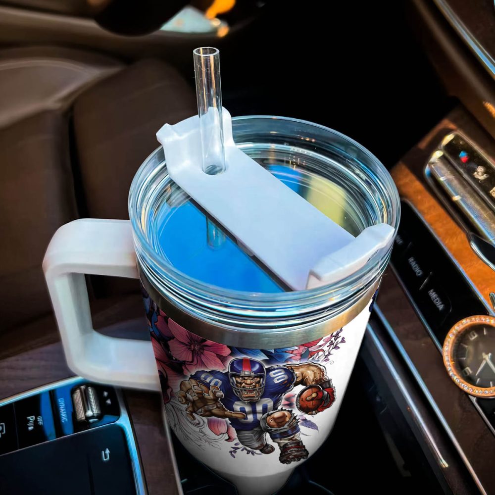 New York Giants Nfl Custom Stanley Quencher 40Oz Stainless Steel Tumbler With Handle - Image 4