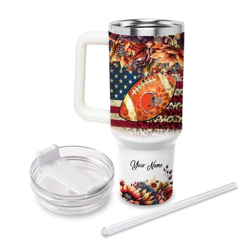 Cleveland Browns Nfl Custom Stanley Quencher 40Oz Stainless Steel Tumbler With Handle - Image 2