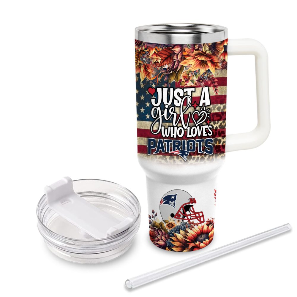 New England Patriots Nfl Custom Stanley Quencher 40Oz Stainless Steel Tumbler With Handle - Image 3