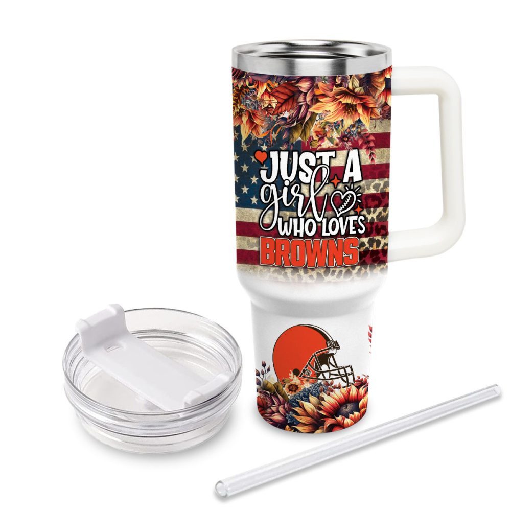 Cleveland Browns Nfl Custom Stanley Quencher 40Oz Stainless Steel Tumbler With Handle - Image 3
