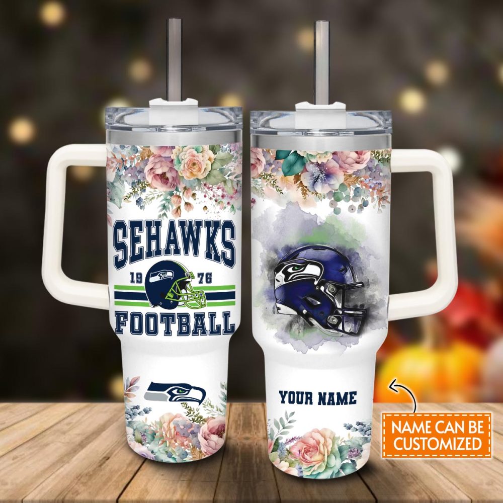 Seattle Seahawks Nfl Custom Stanley Quencher 40Oz Stainless Steel Tumbler With Handle - Image 2