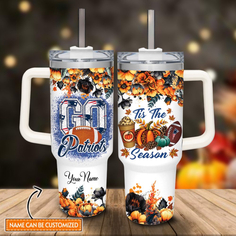 New England Patriots Nfl Custom Stanley Quencher 40Oz Stainless Steel Tumbler With Handle - Image 2