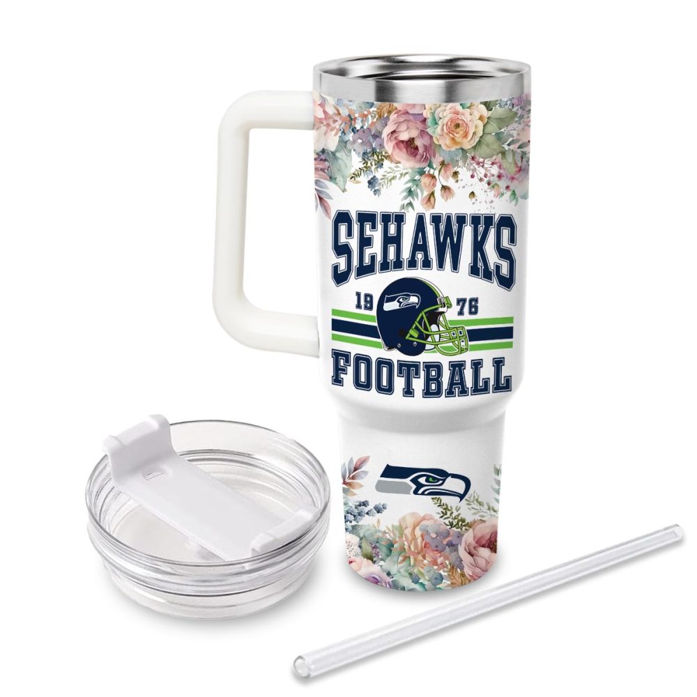 Seattle Seahawks Nfl Custom Stanley Quencher 40Oz Stainless Steel Tumbler With Handle - Image 3