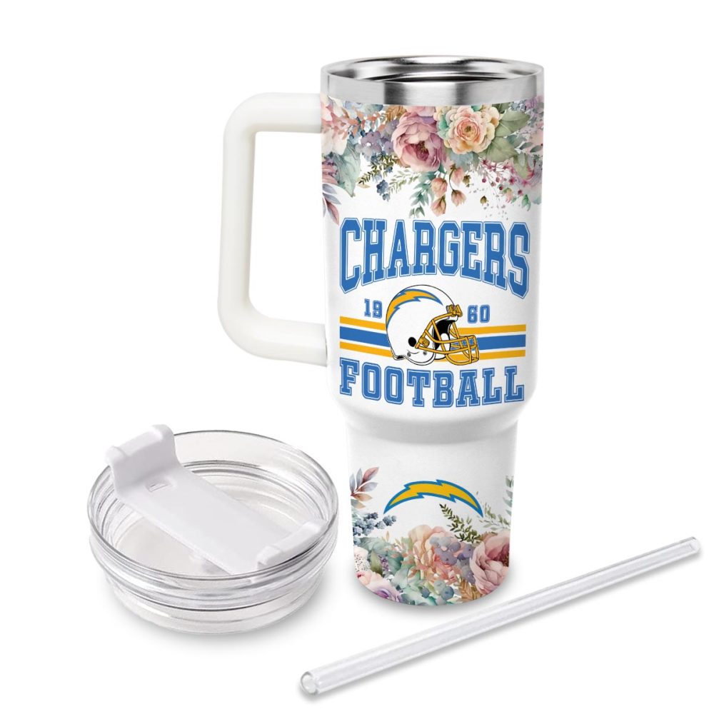 Los Angeles Chargers Nfl Custom Stanley Quencher 40Oz Stainless Steel Tumbler With Handle - Image 3