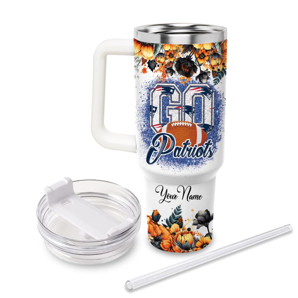 New England Patriots Nfl Custom Stanley Quencher 40Oz Stainless Steel Tumbler With Handle - Image 3