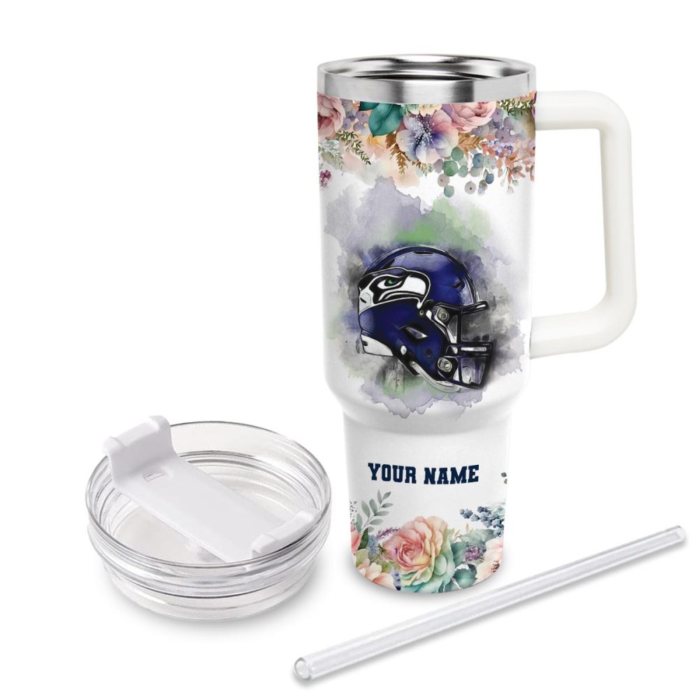 Seattle Seahawks Nfl Custom Stanley Quencher 40Oz Stainless Steel Tumbler With Handle - Image 4