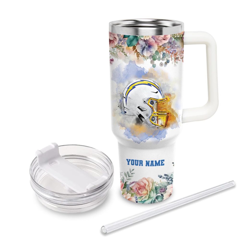 Los Angeles Chargers Nfl Custom Stanley Quencher 40Oz Stainless Steel Tumbler With Handle - Image 4